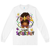 White mardi gras school secretary afro messy bun Long Sleeve Tee - texasbilliewilder