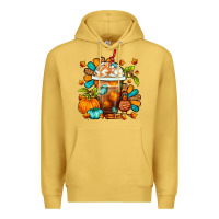 Antique Gold Thanksgiving Frappe Coffee Premium Hoodie - FaDigitalArtStudio