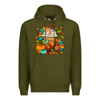 Army Green Thanksgiving Frappe Coffee Premium Hoodie - FaDigitalArtStudio