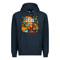 Navy Thanksgiving Frappe Coffee Premium Hoodie - FaDigitalArtStudio