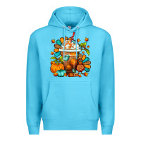 Ocean Blue Thanksgiving Frappe Coffee Premium Hoodie - FaDigitalArtStudio