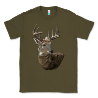 Army Green white tailed buck deer head Classic Tee - LillyAllenDesigns