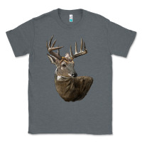 Charcoal Heather white tailed buck deer head Classic Tee - LillyAllenDesigns