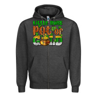 Charcoal Heather St. Patrick's little miss pot of gold Zipper Hoodie - OliviaCreatesArt