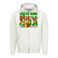 Oatmeal Heather St. Patrick's little miss pot of gold Zipper Hoodie - OliviaCreatesArt