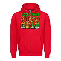 Red St. Patrick's little miss pot of gold Zipper Hoodie - OliviaCreatesArt