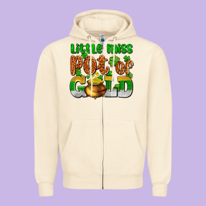 St. Patrick's Little Miss Pot Of Gold Zipper Hoodie Designed By Oliviacreatesart