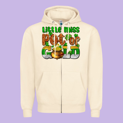 St. Patrick's Little Miss Pot Of Gold Zipper Hoodie Designed By Oliviacreatesart