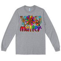 Heather Grey LGBTQ+ you matter with leopard Long Sleeve Tee - NancyCooperArtShop