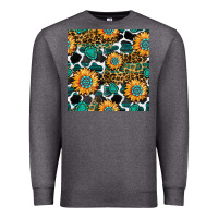 Charcoal Heather gemstone sunflower leopard seamless pattern Premium Sweatshirt - BundleAndBundleShop