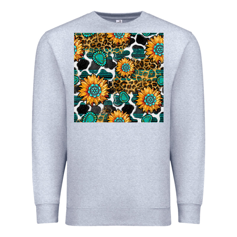 Gemstone Sunflower Leopard Seamless Pattern Premium Sweatshirt by BundleAndBundleShop | Teevron