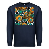 Navy gemstone sunflower leopard seamless pattern Premium Sweatshirt - BundleAndBundleShop