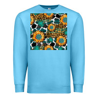 Ocean Blue gemstone sunflower leopard seamless pattern Premium Sweatshirt - BundleAndBundleShop