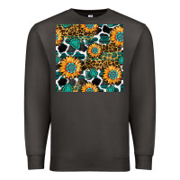 Smoke gemstone sunflower leopard seamless pattern Premium Sweatshirt - BundleAndBundleShop