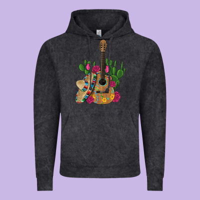 ,mexican Sombrero Guitar Rose Cactus Vintage Hoodie Designed By Artiststas