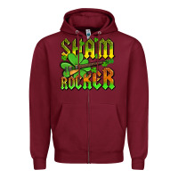 Burgundy St. Patrick’s Day sham rocker with guitar Zipper Hoodie - OliviaCreatesArt