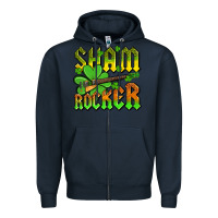 Navy St. Patrick’s Day sham rocker with guitar Zipper Hoodie - OliviaCreatesArt