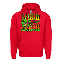 Red St. Patrick’s Day sham rocker with guitar Zipper Hoodie - OliviaCreatesArt