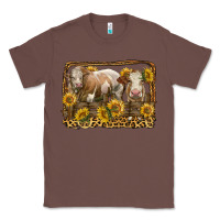 Chestnut simmental bull and heifer with sunflowers Classic Tee - LillyAllenDesigns