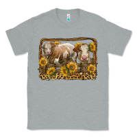 Heather Grey simmental bull and heifer with sunflowers Classic Tee - LillyAllenDesigns