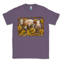 Lavender simmental bull and heifer with sunflowers Classic Tee - LillyAllenDesigns