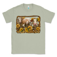 Matcha simmental bull and heifer with sunflowers Classic Tee - LillyAllenDesigns