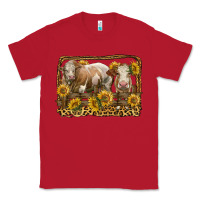 Red simmental bull and heifer with sunflowers Classic Tee - LillyAllenDesigns