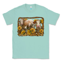 Seafoam simmental bull and heifer with sunflowers Classic Tee - LillyAllenDesigns