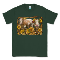 Sports Green simmental bull and heifer with sunflowers Classic Tee - LillyAllenDesigns