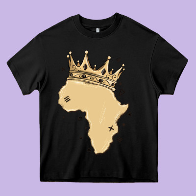Africa With Crown Heavy Core Tee Designed By Maliassmallbusiness