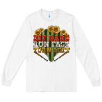 White Hit hard run fast turn left Long Sleeve Tee - NancyCooperArtShop