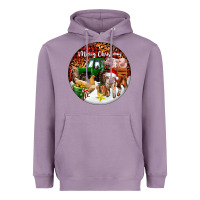 Lavender Merry Christmas Farm Animals Heavyweight Hoodie - FaDigitalArtStudio