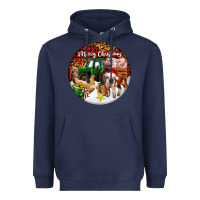 Navy Merry Christmas Farm Animals Heavyweight Hoodie - FaDigitalArtStudio