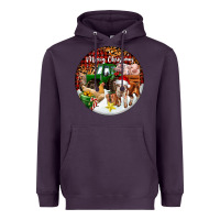 Plum Merry Christmas Farm Animals Heavyweight Hoodie - FaDigitalArtStudio