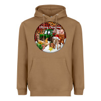 Toasted Coconut Merry Christmas Farm Animals Heavyweight Hoodie - FaDigitalArtStudio