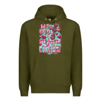 Army Green My God is stronger than Cancer Premium Hoodie - FaDigitalArtStudio