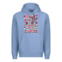 Colony Blue My God is stronger than Cancer Premium Hoodie - FaDigitalArtStudio