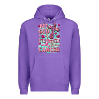 Purple My God is stronger than Cancer Premium Hoodie - FaDigitalArtStudio