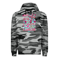 Slate Camo My God is stronger than Cancer Premium Hoodie - FaDigitalArtStudio