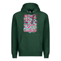 Sports Green My God is stronger than Cancer Premium Hoodie - FaDigitalArtStudio