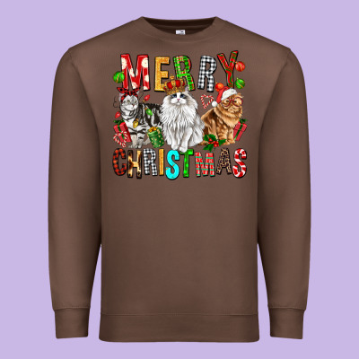 Merry Christmas Cats Premium Sweatshirt Designed By Fadigitalartstudio