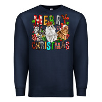 Navy Merry christmas cats Premium Sweatshirt - FaDigitalArtStudio