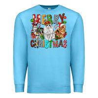 Ocean Blue Merry christmas cats Premium Sweatshirt - FaDigitalArtStudio