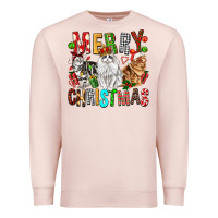 Pale Pink Merry christmas cats Premium Sweatshirt - FaDigitalArtStudio