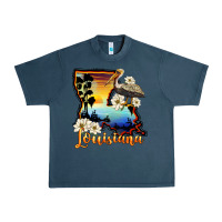 Midnight Navy louisiana  sunset map magnolia Urban Heavy Tee - BarkalooDesign