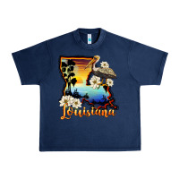 Navy louisiana  sunset map magnolia Urban Heavy Tee - BarkalooDesign