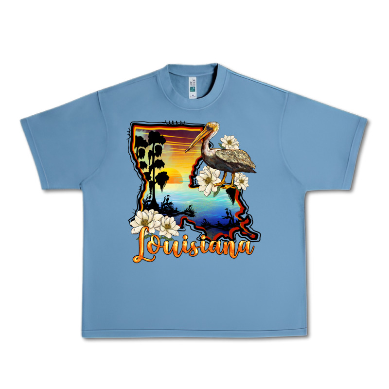 Louisiana  Sunset Map Magnolia Urban Heavy Tee by BarkalooDesign | Teevron