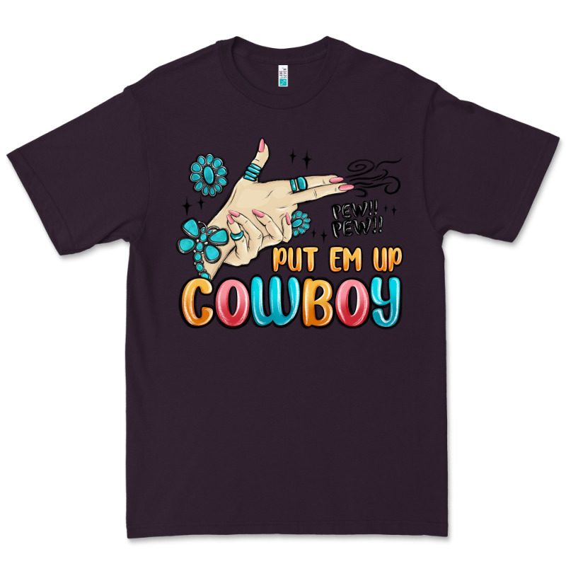Western Turquoise Put Em Up Cowboy Premium Tee by MaliasSmallBusiness | Teevron