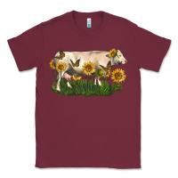 Burgundy charolais cow with sunflower Classic Tee - LillyAllenDesigns