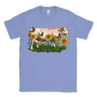 Colony Blue charolais cow with sunflower Classic Tee - LillyAllenDesigns